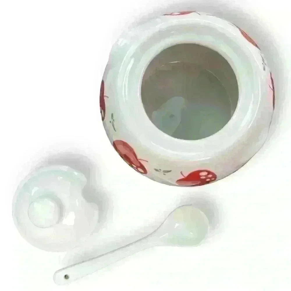 VTG Red Apple Ceramic Sugar Bowl Jam Jar